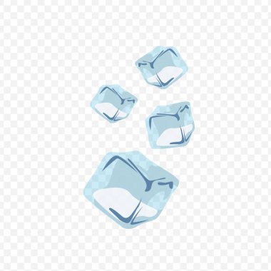Şeffaf arkaplan resimlemesi üzerine izole buz küpleri