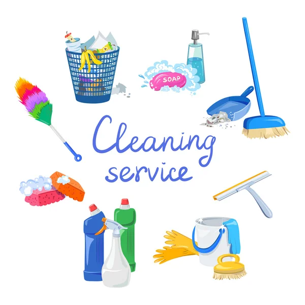 Elementi di servizio di pulizia isolati — Vettoriale Stock