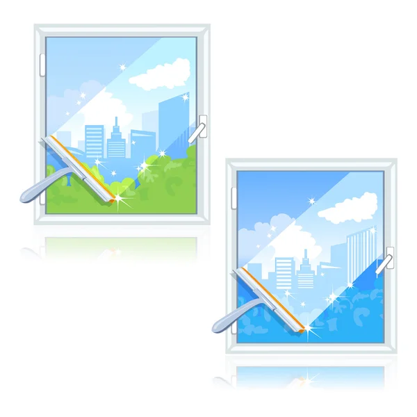 Lavagem de janelas sujas — Vetor de Stock