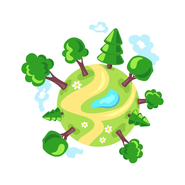 Planet Earth. forest. eco logo — Stock Vector