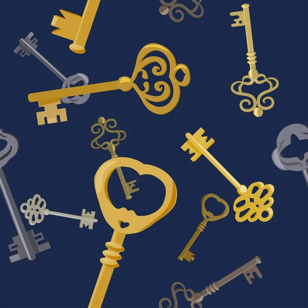 Fond sans couture avec des clés vintage — Image vectorielle