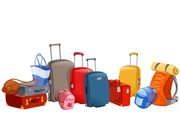 横幅与箱包、 旅行箱、 背包、 包 免版税图库插图
