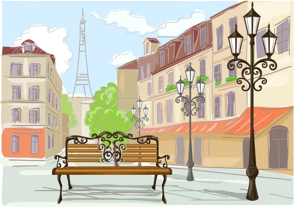 Desenho de linha ilustração de Paris — Vetor de Stock