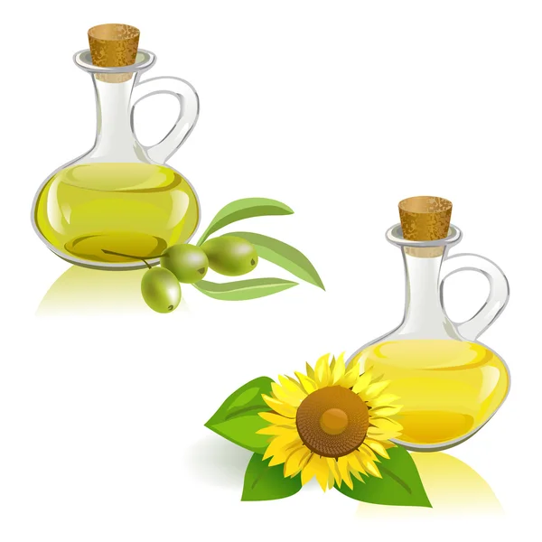 Aceite vegetal y aceite de oliva — Vector de stock