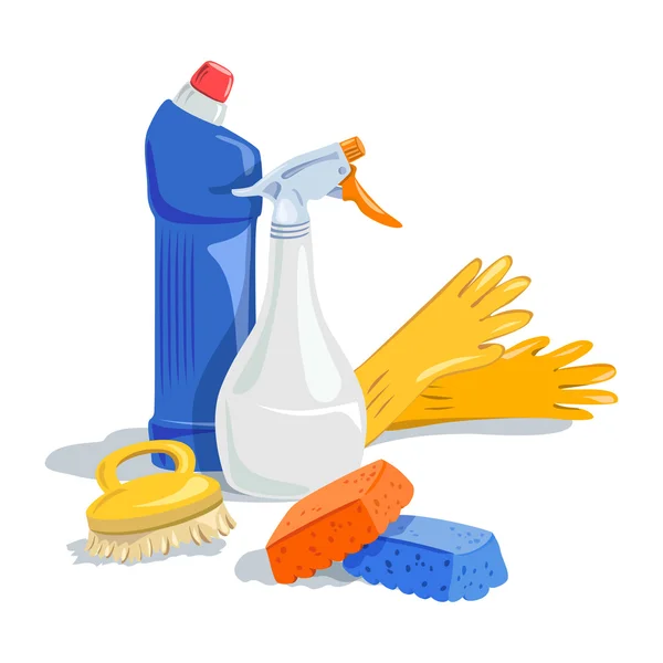 Pulizia casa, prodotti per la pulizia — Vettoriale Stock