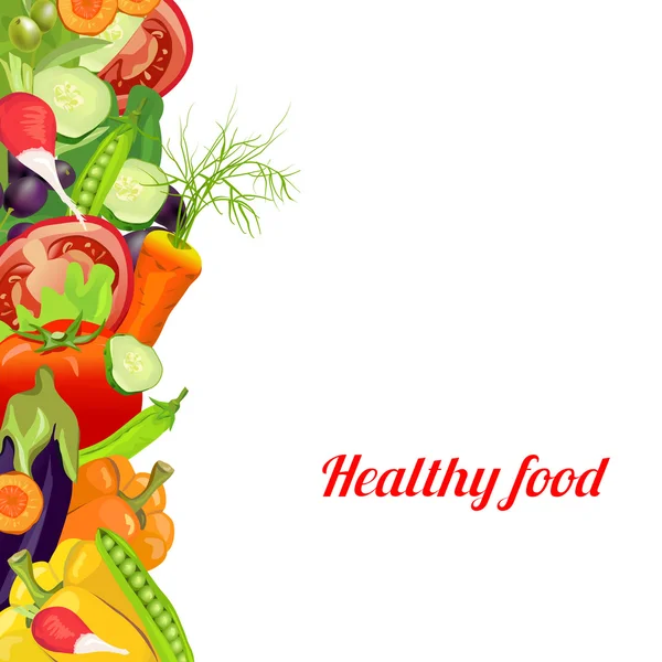 Здоровую пищу. овощи. баннер из разных овощей — стоковый вектор
