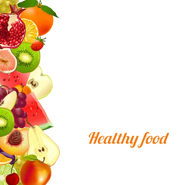 健康的食物。水果。不同的水果横幅 免版税图库插图