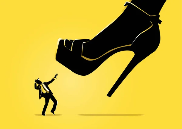 Illustration Une Chaussure Femme Marchant Sur Concept Homme Affaires — Image vectorielle