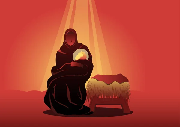 Meryem 'in bebek İsa' yı tutarken çekilmiş bir resmi. Noel teması. İncil serisi