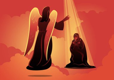 Angel 'ın Mary' yi ziyaret edişinin bir çizimi. Kutsal Bakire Meryem 'e Bildiri. İncil Dizileri