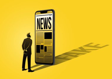 Sahte haberler ve Hoax - İşadamı - hisse senedi vektörü