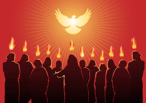 Pentecostes Domingo Espírito Santo Série Bíblica Imagem Vetorial — Vetor de Stock