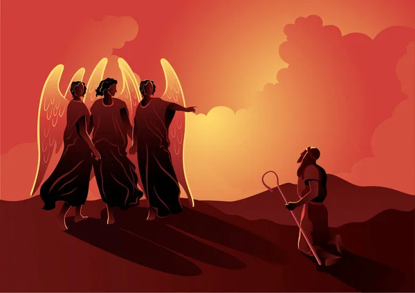 Abraham and the Three Angels incil serisi vektör görüntüsü