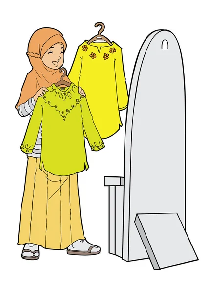 Gadis dengan pakaian - Stok Vektor