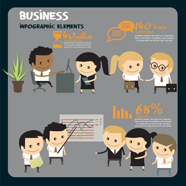 İş insanlar infographics. Ofis işleri — Stok Vektör