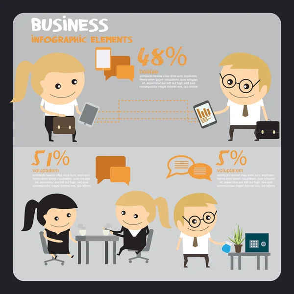 Business folk infographics. Kontorsarbete — Stock vektor