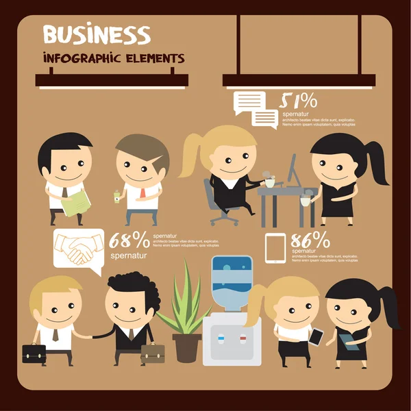 Инфографика деловых людей. Работа в офисе — стоковый вектор