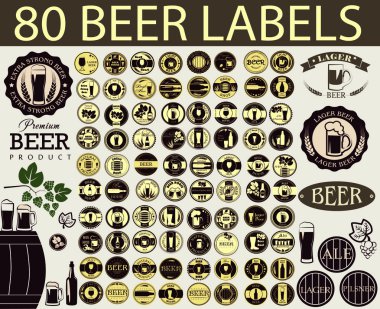 Bira etiket. Alkol etiketleri kümesi.