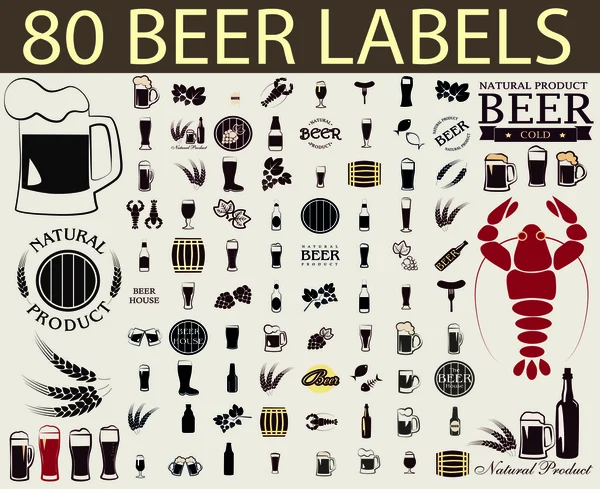 Bira etiket. Alkol etiketleri kümesi.