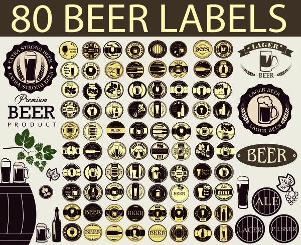 Bira etiket. Alkol etiketleri kümesi.
