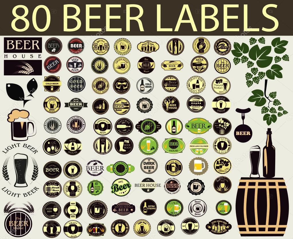 Beer label. Alcohol labels set.