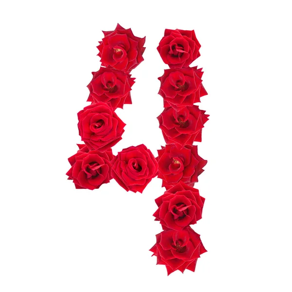 Цифра Выполнена Красного Дерева Белом Изолированном Фоне Красные Розы Элемент — стоковое фото