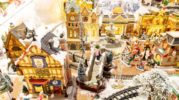 Christmas Installation Vintage Toys Night Streets Old European Town Christmas — Stock Photo, Image