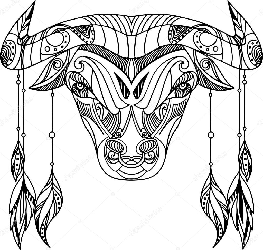 Beautiful decorative coloring bull