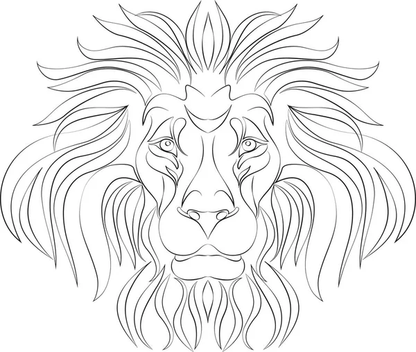 Uma mão desenhada de cabeça de Leão — Vetor de Stock