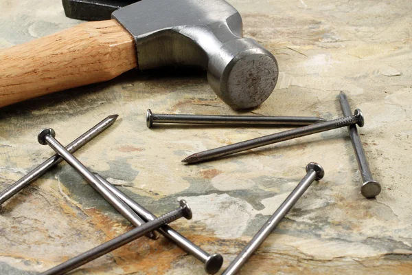 Hammer and nails close up — Stock Photo, Image