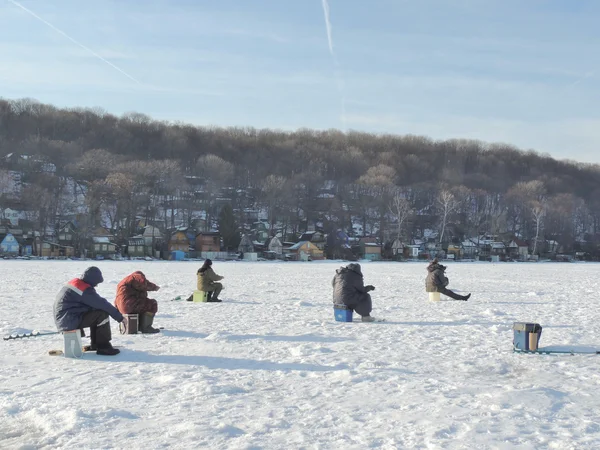 Pesca de Inverno Fotografias De Stock Royalty-Free