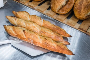 Pastanenin masasında ekmek var. Küçük endüstri ve sağlıklı gıda kavramı.