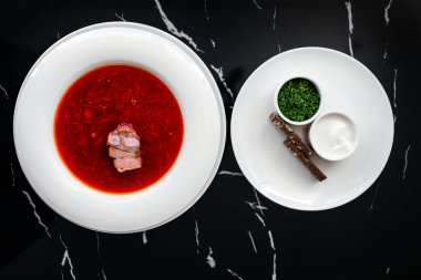Traditional food red soup borshch