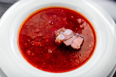 Traditional food red soup borshch