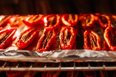 Ev yapımı kurutulmuş et ve domates.