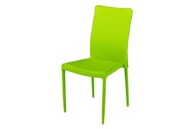 Beyaz arka planda arkası olan yeşil sandalye