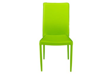 Beyaz arka planda arkası olan yeşil sandalye