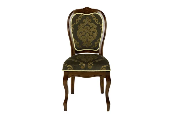 背もたれが白い背もたれに柔らかいシートの茶色の木製の椅子 — ストック写真