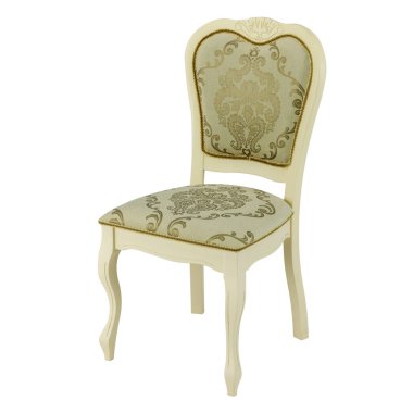 Beyaz arka planda ahşap yumuşak sandalye