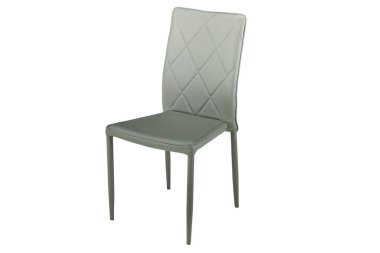 Beyaz arka planda gri deri sandalye