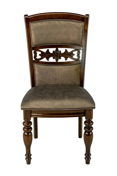 靠背白色背景的木制棕色椅子 — 图库照片