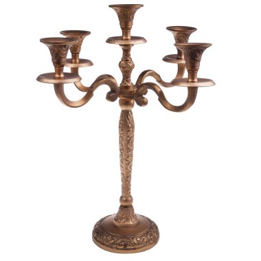 Beyaz Arkaplanda Antika Gümüş bir şamdan