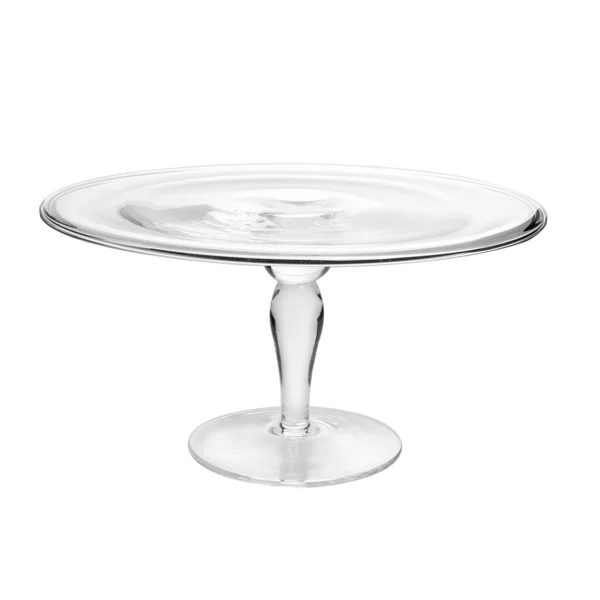 Porte Gâteau Verre Sur Table Blanche Isolé Sur Fond Blanc — Photo