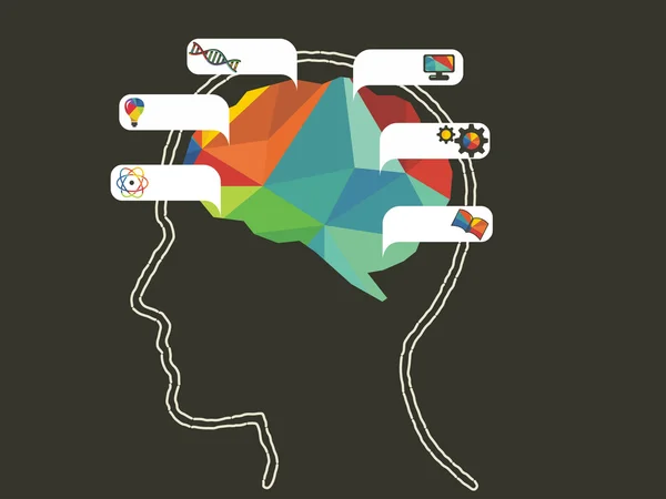 Ilustración vectorial del cerebro colorido — Vector de stock