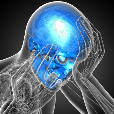 3D render Medikal illüstrasyon kafatası 