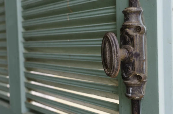 Door Handle on old wooden door — Stock Photo, Image