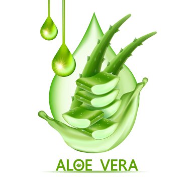Cilt Bakımı Kozmetik İllüstrasyonu için Aloe Vera Kolajen ve Serum.