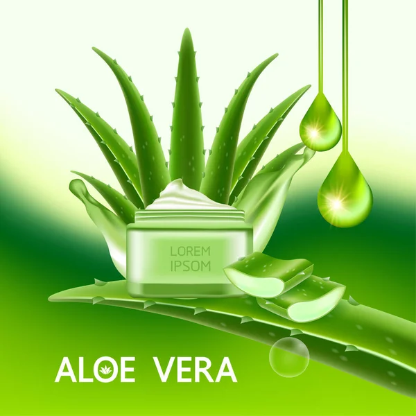 Cilt Bakımı Kozmetik İllüstrasyonu için Aloe Vera Kolajen ve Serum.