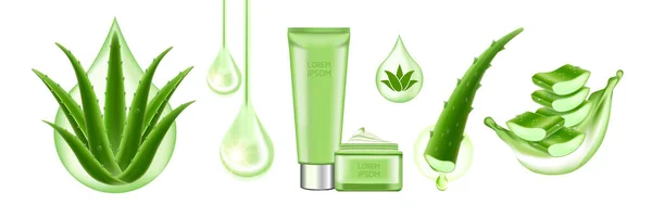 Aloe Vera Kollagén Szérum Bőrápolásra Kozmetikai Vektor Illusztráció — Stock Vector