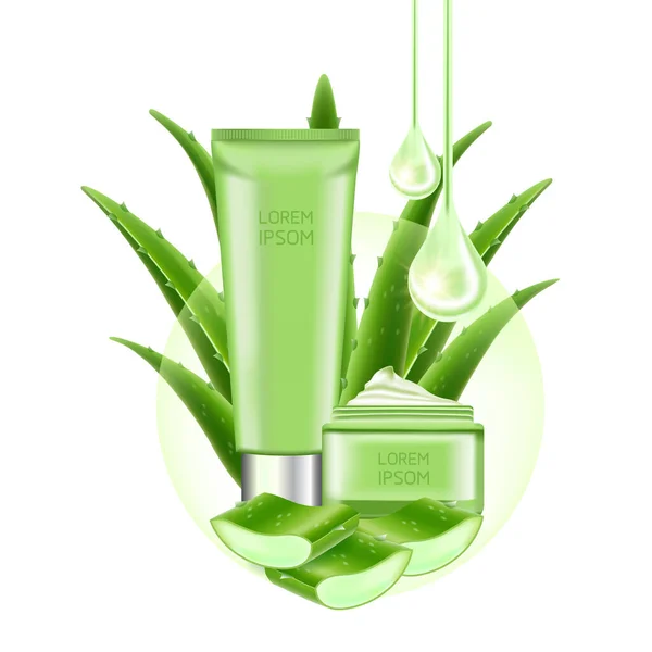 Aloe Vera Kollagen Und Serum Für Hautpflege Kosmetische Vektorillustration — Stockvektor